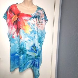 Tropical Print Sleveless Top